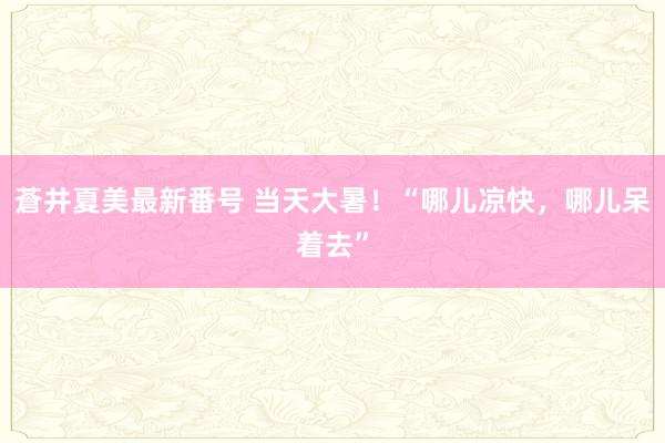 蒼井夏美最新番号 当天大暑！“哪儿凉快，哪儿呆着去”