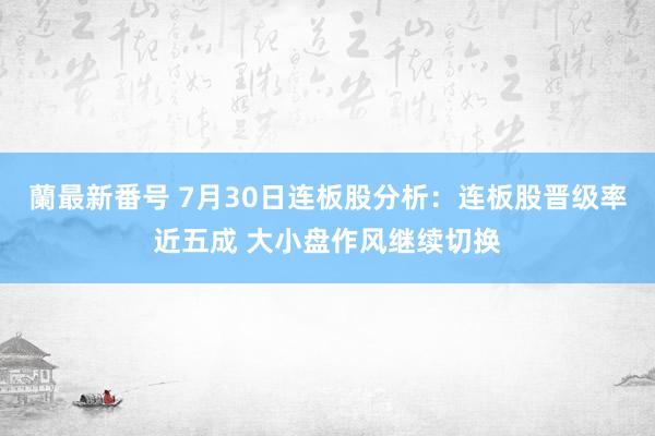 蘭最新番号 7月30日连板股分析：连板股晋级率近五成 大小盘作风继续切换