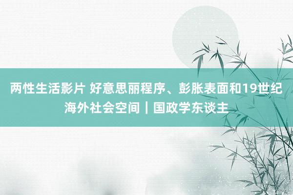 两性生活影片 好意思丽程序、彭胀表面和19世纪海外社会空间｜国政学东谈主