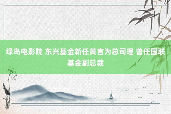 绿岛电影院 东兴基金新任黄言为总司理 曾任国联基金副总裁