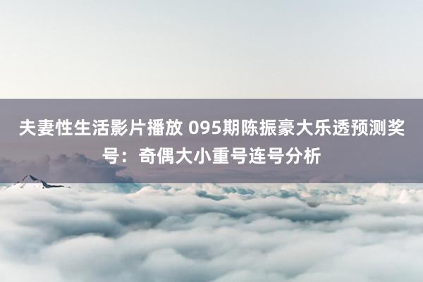 夫妻性生活影片播放 095期陈振豪大乐透预测奖号：奇偶大小重号连号分析