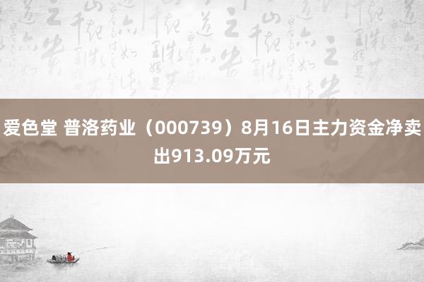 爱色堂 普洛药业（000739）8月16日主力资金净卖出913.09万元