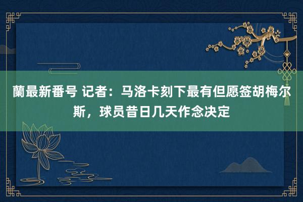 蘭最新番号 记者：马洛卡刻下最有但愿签胡梅尔斯，球员昔日几天作念决定