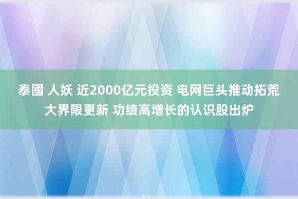 泰國 人妖 近2000亿元投资 电网巨头推动拓荒大界限更新 功绩高增长的认识股出炉