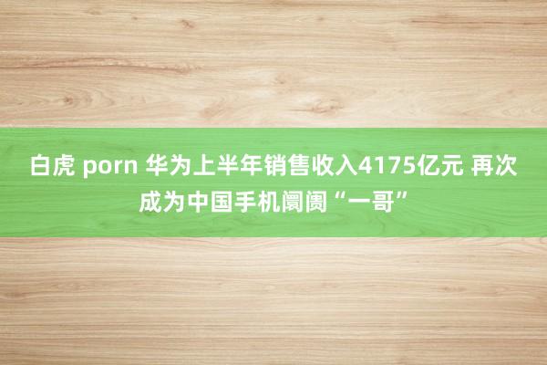 白虎 porn 华为上半年销售收入4175亿元 再次成为中国手机阛阓“一哥”