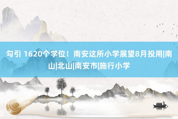 勾引 1620个学位！南安这所小学展望8月投用|南山|北山|南安市|施行小学