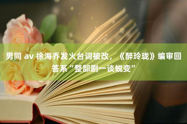 男同 av 徐海乔发火台词被改，《醉玲珑》编审回答系“整部剧一谈蜕变”