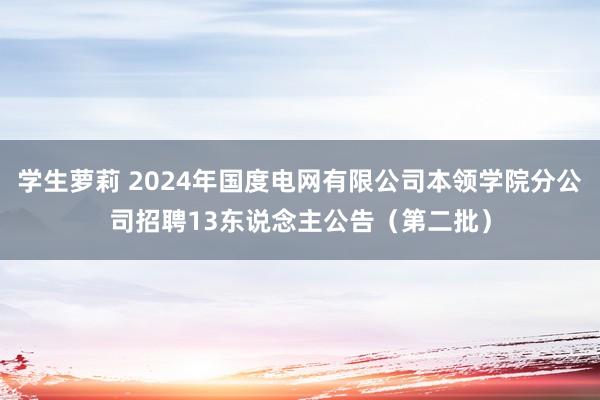 学生萝莉 2024年国度电网有限公司本领学院分公司招聘13东说念主公告（第二批）